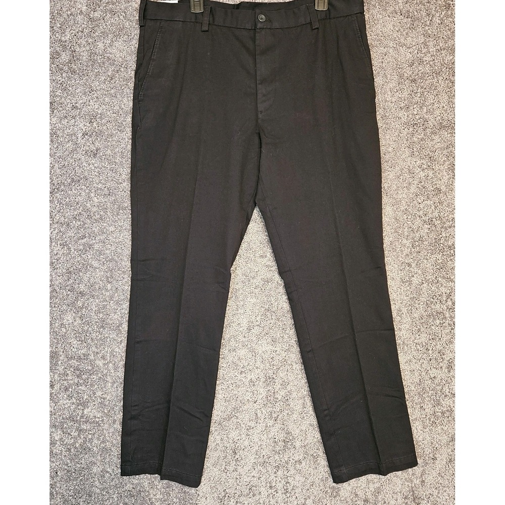 Men's Izod Chinco Flat Front Pant. 38x33 Black NWT